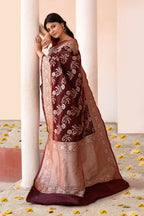 Joban Fashion Coco Brown Banarasi Soft Pure Handloom Banarasi Silk Saree | Grocsy