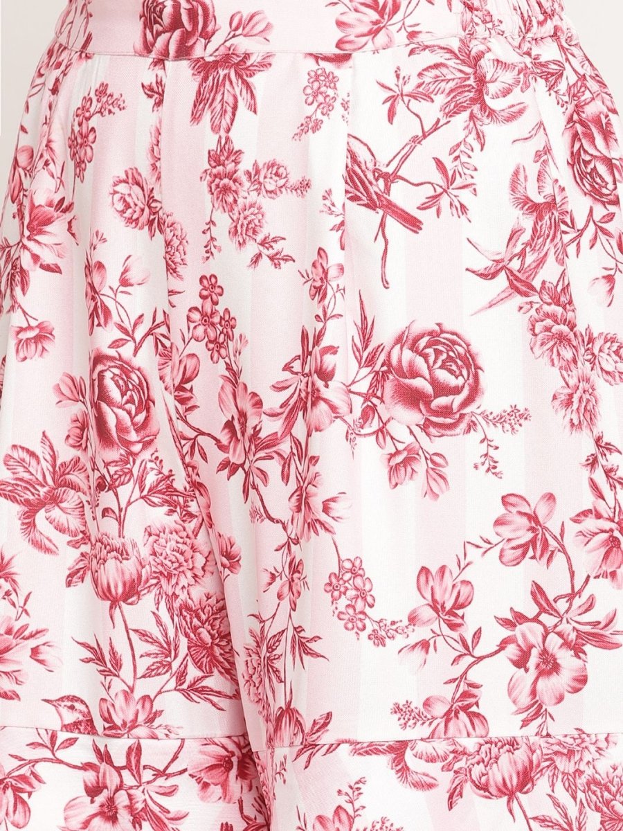 Ahalyaa Women's Pink Rayon Digital Floral Print Kurta Sharara Set with Dupatta | Grocsy
