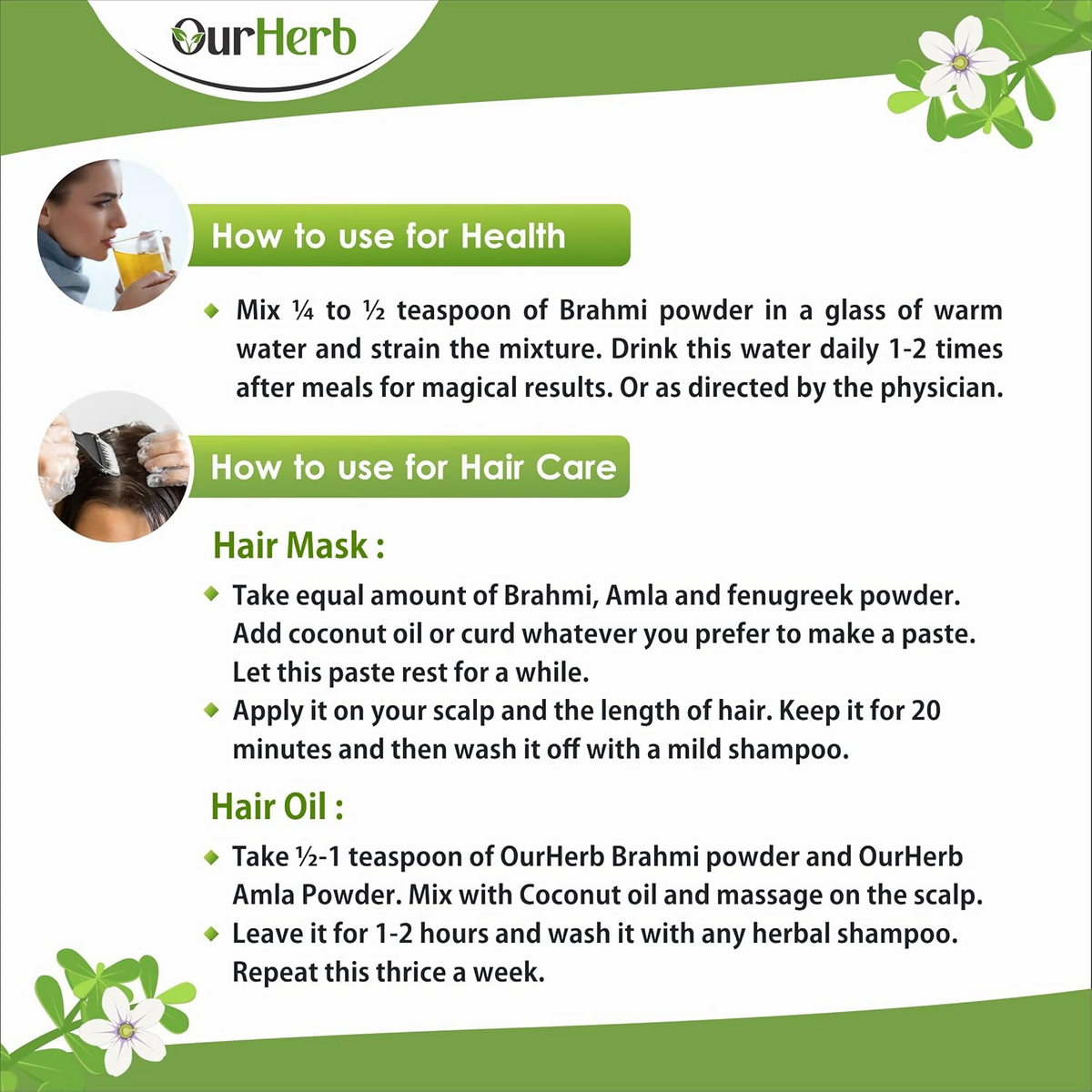 OurHerb Pure & Natural Brahmi Powder For Hair Care | Grocsy