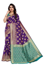 Vamika Banarasi Jacquard Weaving Purple Saree (Dangal Purple) | Grocsy