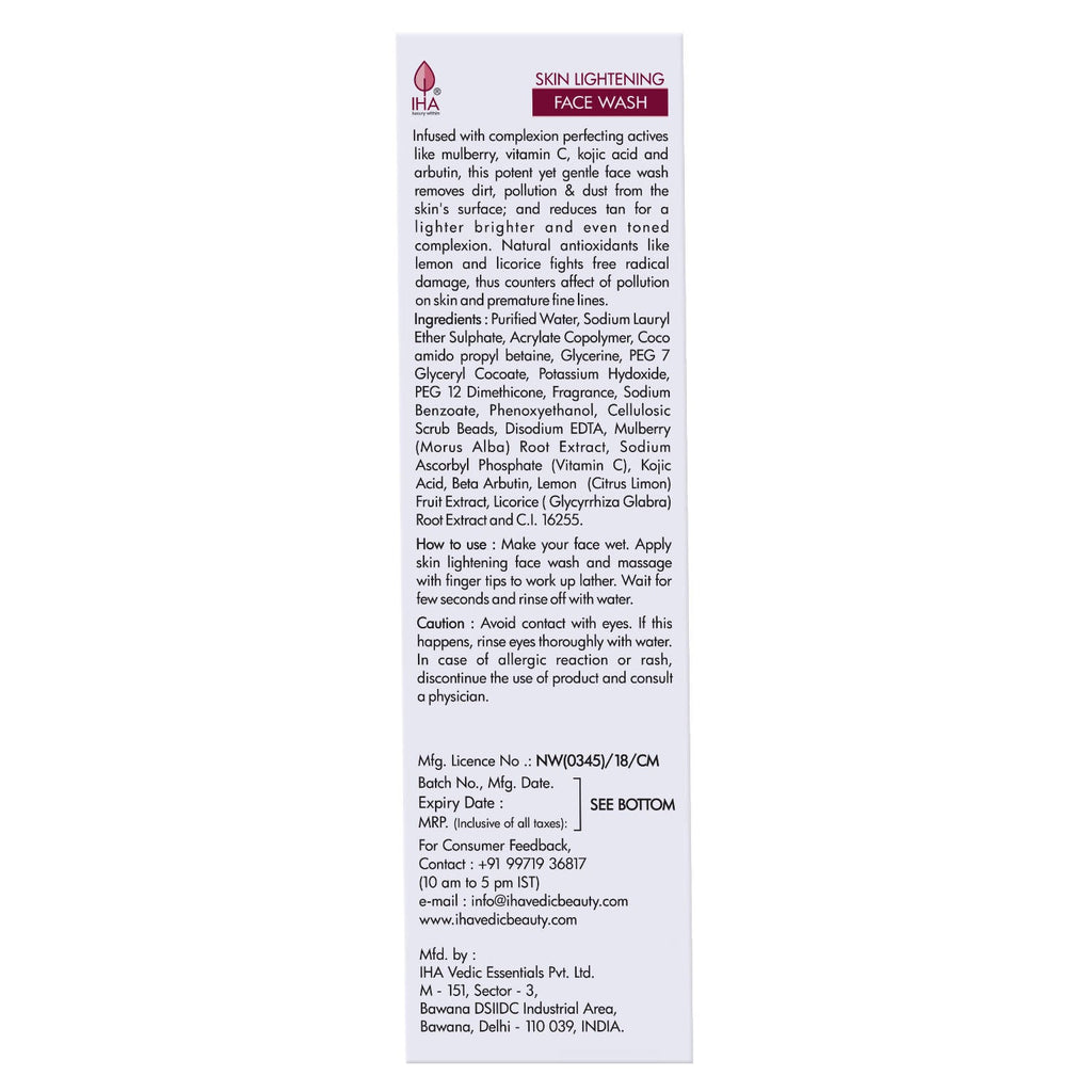 Iha Skin Lightening Face Wash with Mulberry & Licorice | Grocsy