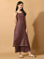 Myshka Women's Mauve Solid Party Kurta Sets | Grocsy