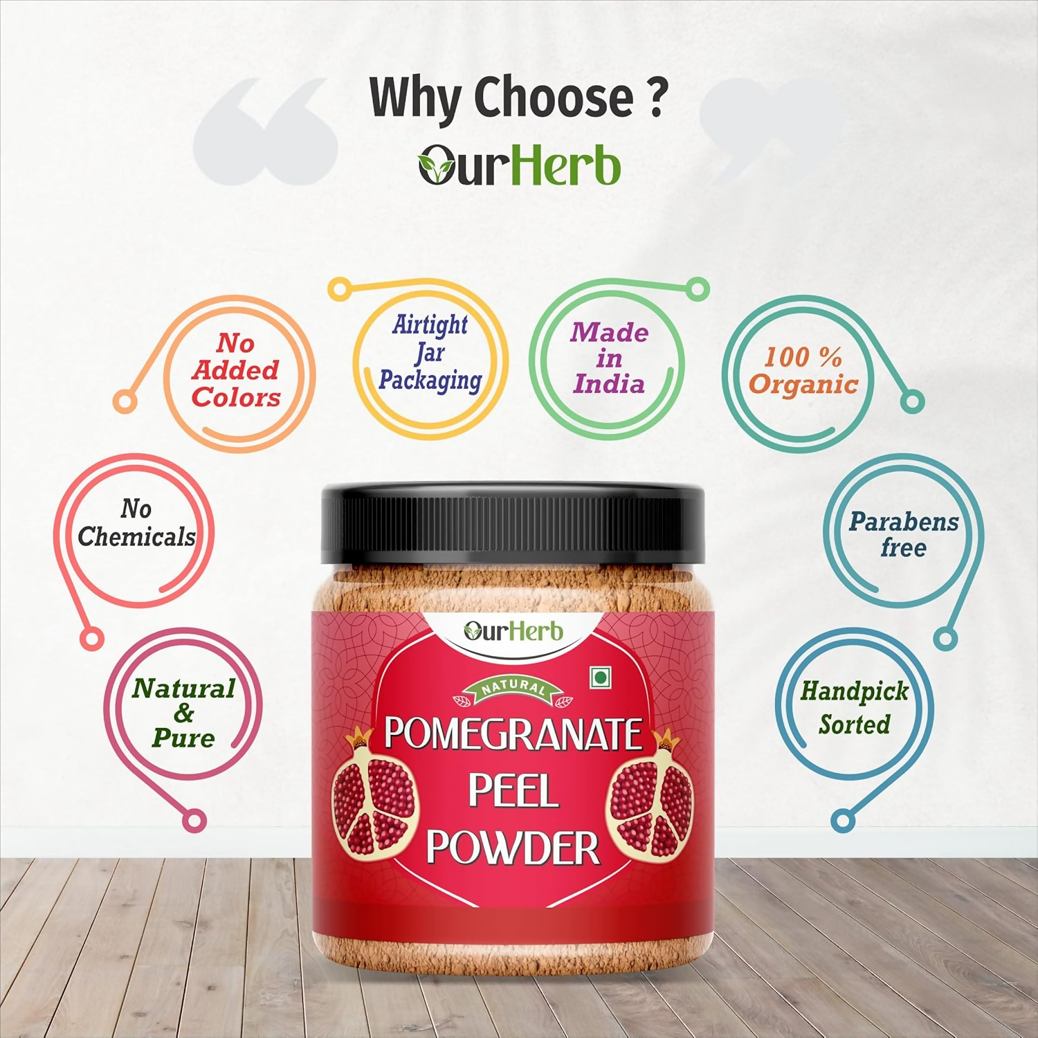 OurHerb Natural & Organic Pomegranate Peel Powder For Skin Care & Hair Care | Grocsy