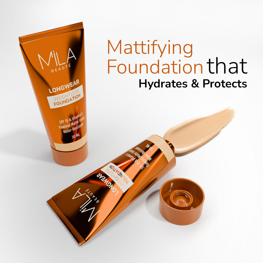 Mila Beaute Longwear Weightless Matte Finish Foundation with SPF 15 - Beige | Grocsy