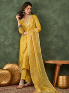 The52 Women's Gorgeous Rayon Fabric Printed Work Straight Kurta Pant and Dupatta Set | Grocsy
