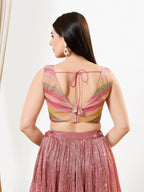 Joban Fashion Rust Tissue Padded Blouse With V Neck Sleeveless | Grocsy