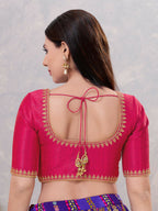 Joban Fashion Women Silk Dark-Pink Stitched Blouse | Grocsy