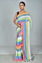Exclusive Collection Beautiful Multi4 Pure Cotton Woven Handloom Saree With Running Blouse Piece | Grocsy
