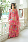 Joban Fashion Pink Kurta Set Chinnon Embroidery Sequence Work | Grocsy