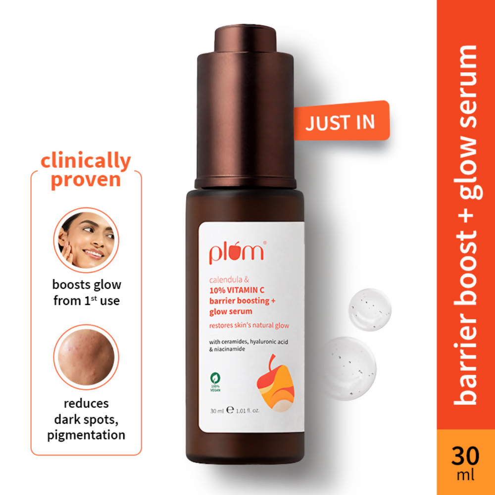 Plum 10% Vitamin C Barrier Boosting + Glow Serum with Calendula For Glowing Skin | Grocsy