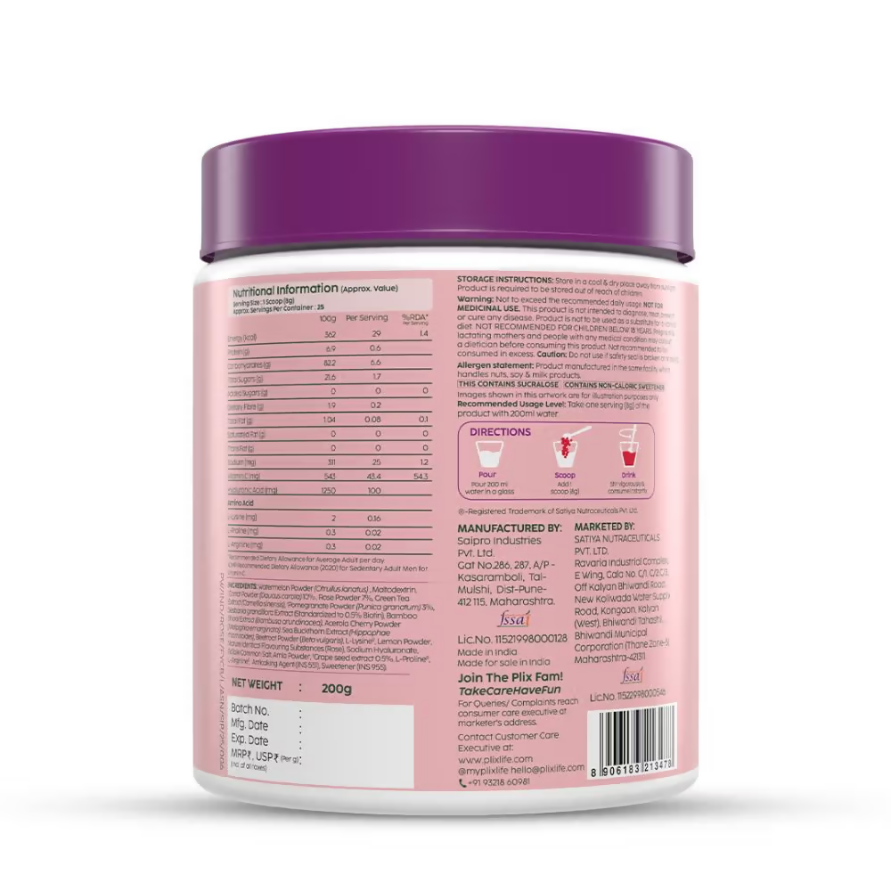 PLIX The Plant Fix Plant-Based Collagen Builder, Advanced Anti-Ageing Formula- Rose | Grocsy