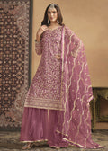 Net Onion Pink Embroidered Festive Gharara Style Suit - Emponline | Grocsy