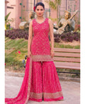 KC Pink Bandhani Printed Heavy Emrboidery Worked Sharara Suit Ethnic Wear | Grocsy
