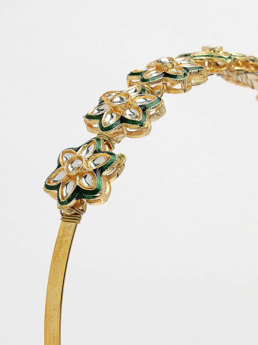 NVR Women's Gold-Polished Kundan Embellished Hairband | Grocsy