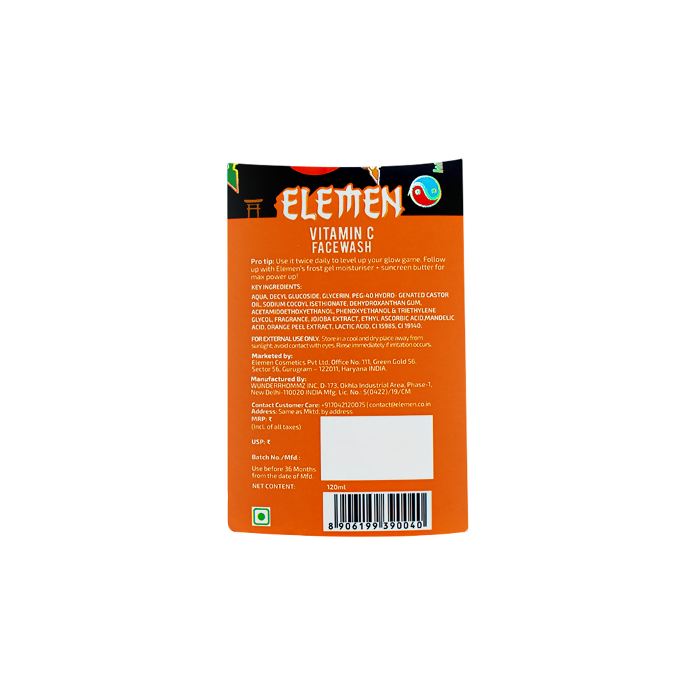 Elemen Vitamin C Face Wash with Jojoba & Orange Extracts | Grocsy