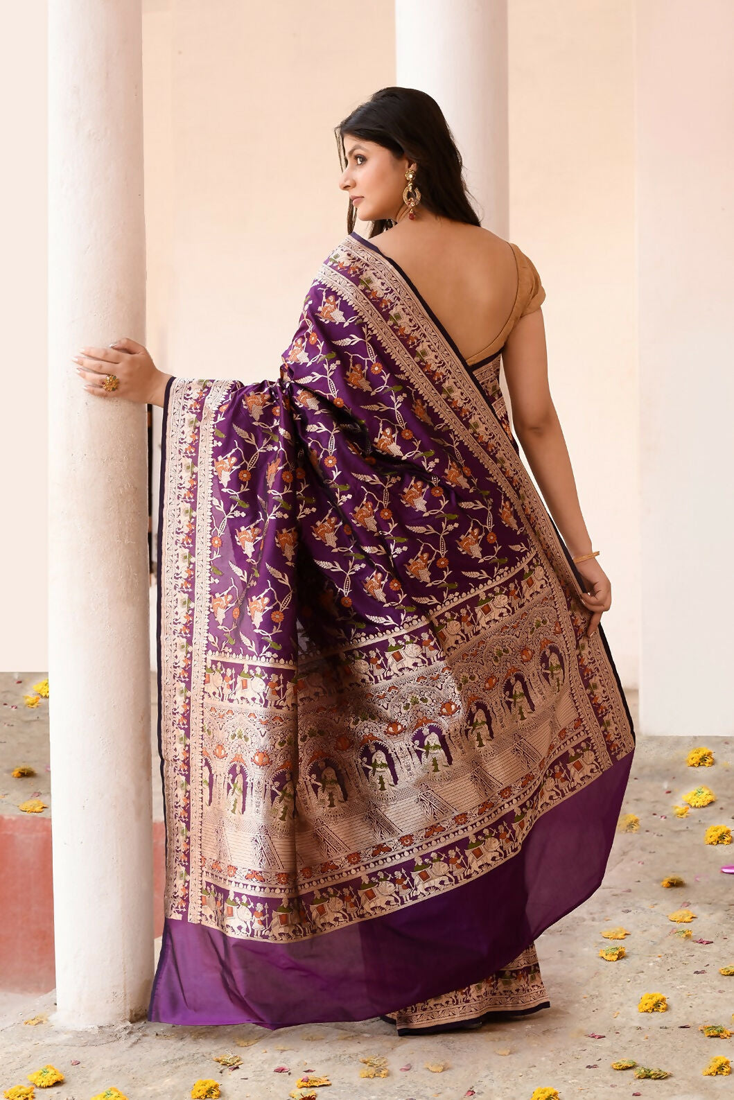 Joban Fashion Pure Katan Pure Handloom Banarasi Silk Saree | Grocsy