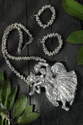 Mominos Fashion Johar Kamal Oxidised Silver-Plated Brass Finish Radha Kishan Long Necklace For Women | Grocsy