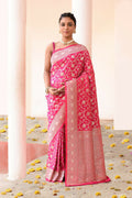 Joban Fashion Hot Pink Soft Pure Handloom Banarasi Silk Saree | Grocsy