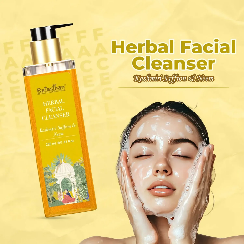 Rajasthan Herbals Herbal Facial Cleanser with Kashmiri Saffron & Neem | Grocsy