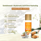 Lotus Botanicals Sandalwood & Hyaluronic Acid Glow and Hydrating Sunscreen Serum, SPF 50+, PA+++ | Grocsy