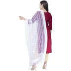 A R Silk Women's Mirror Work Orgenza Cotton White Dupattas and Chunnis | Grocsy