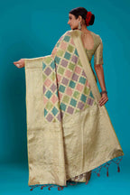 Green Soft Organza Woven Design Saree with Unstitched Blouse Piece - Zaara | Grocsy