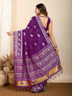 Purple Soft Silk Woven Meenakari Designer Saree - Vedanti | Grocsy
