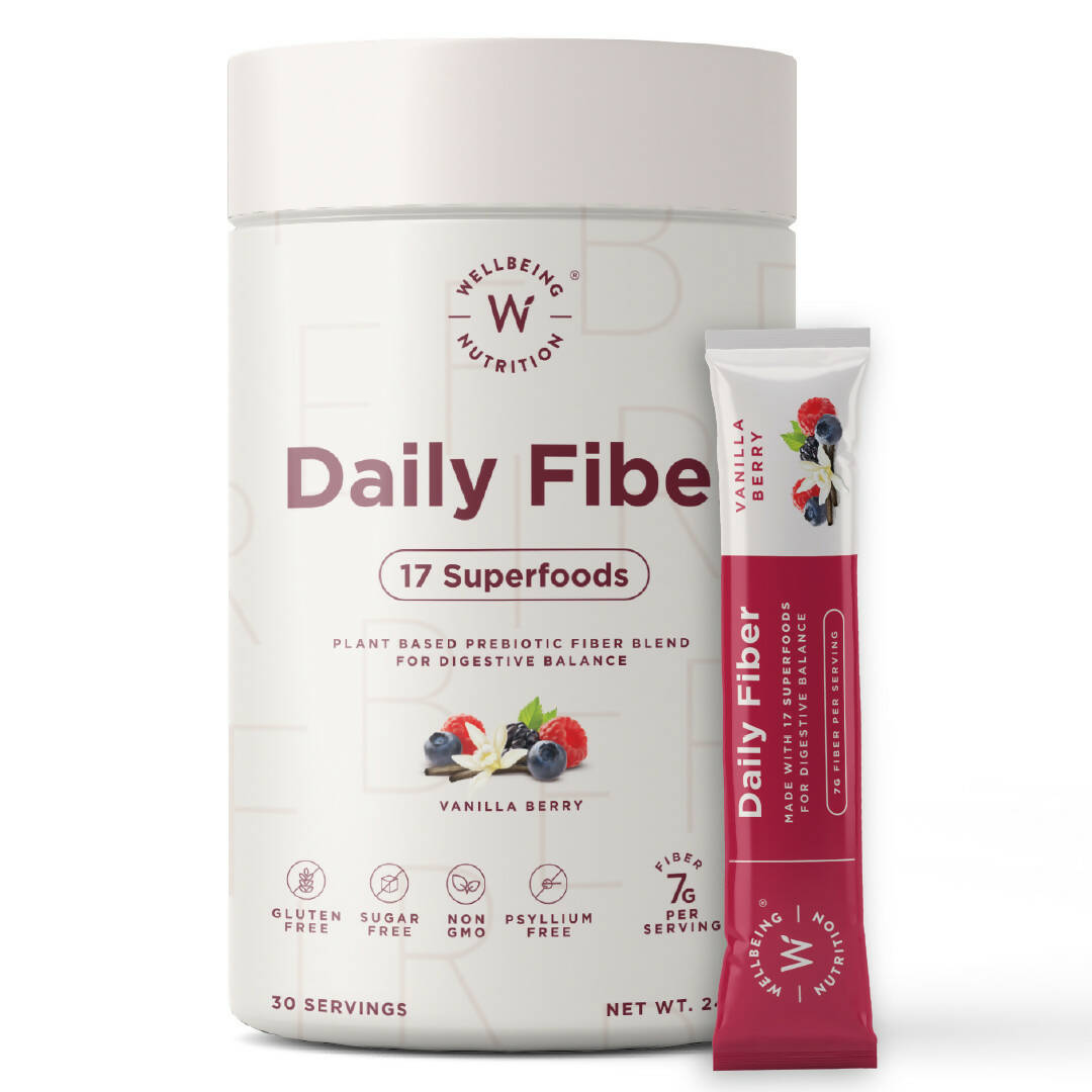 Wellbeing Nutrition Daily Fiber Powder-Vanilla Berry Flavor | Grocsy