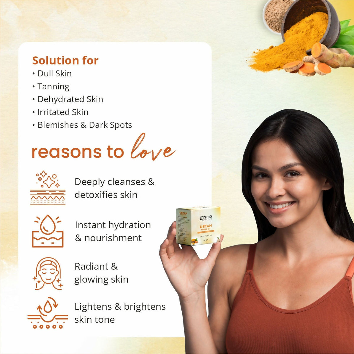 Globus Naturals Brightening Ubtan 6 Step Facial Kit | Grocsy