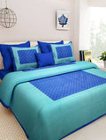 Vamika Printed Cotton Blue Bedsheet With Pillow Covers (LEOC_GADD_B) | Grocsy