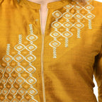 Lagi Women's Mustard Poly silk Straight Embroidred Kurta & Pant (RO115C) | Grocsy