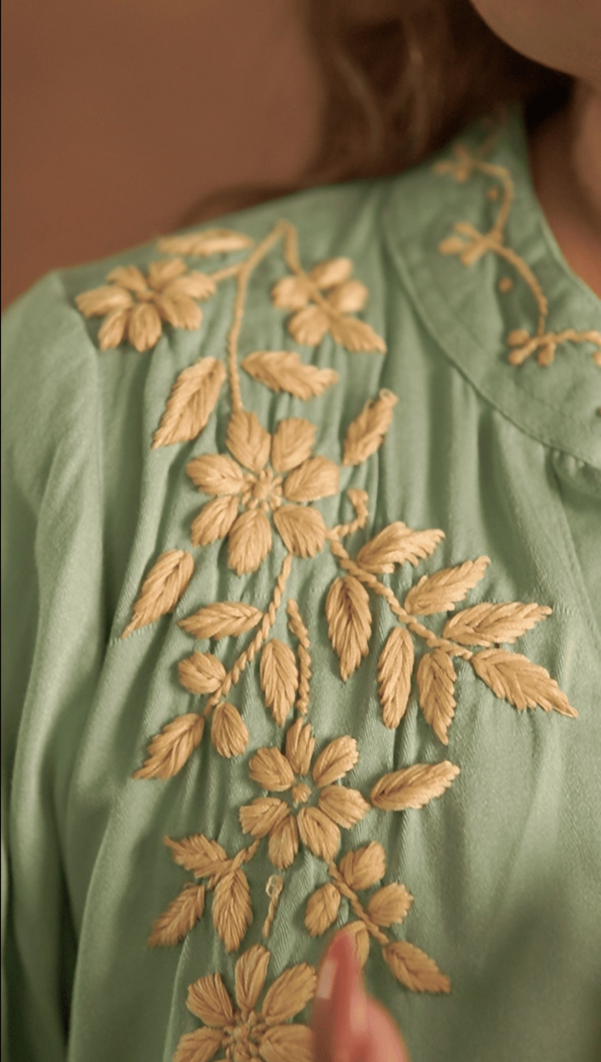 Gharana India Jashn Premium Women's Chikankari Embroidered Twilight Silk Co-ord Set - Sage Green | Grocsy