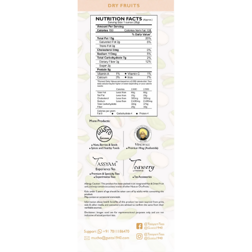 Tassyam Organics Premium Roasted Salted Pistachios Namkeen Pista - Box | Grocsy
