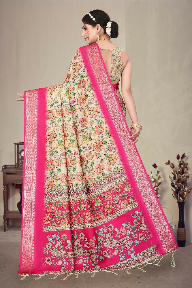 PR Fashion Multi Heavy Rich Cotton Silk Digital Print & Jacquard Saree | Grocsy