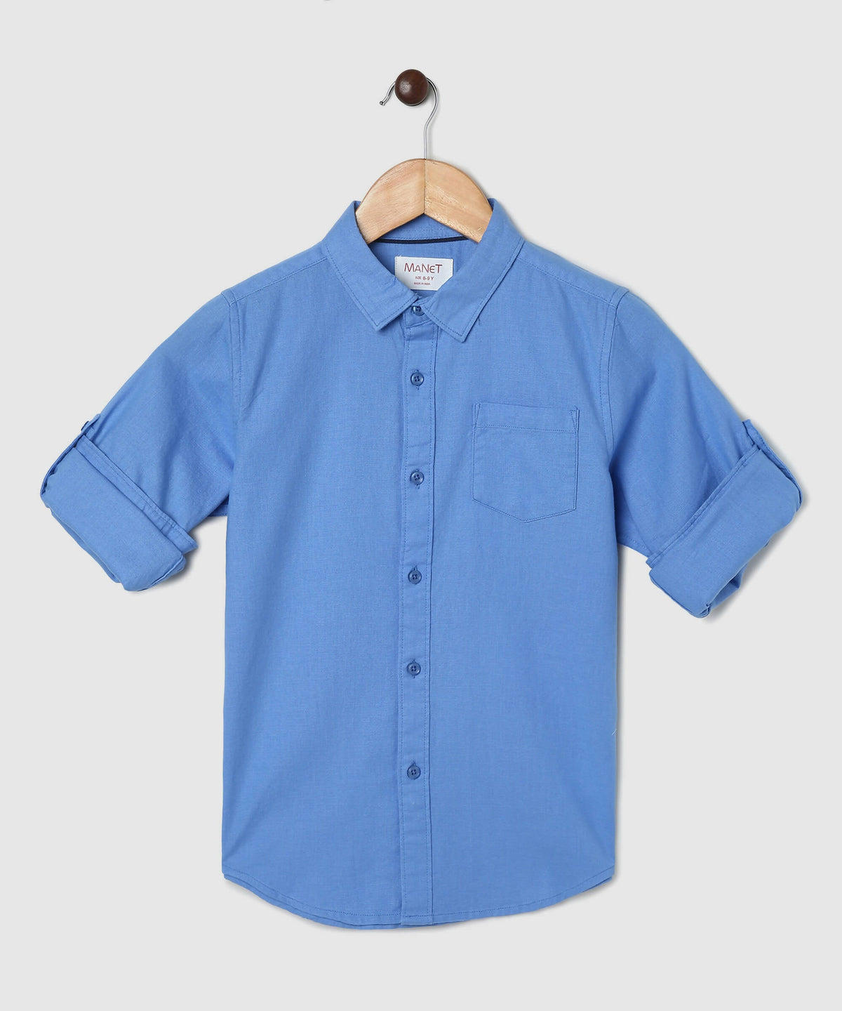 Manet Boys Full Sleeves Solid Shirt - Light Blue | Grocsy