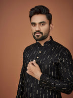 Anaita Black Embroidered Cotton Straight Kurta | Grocsy