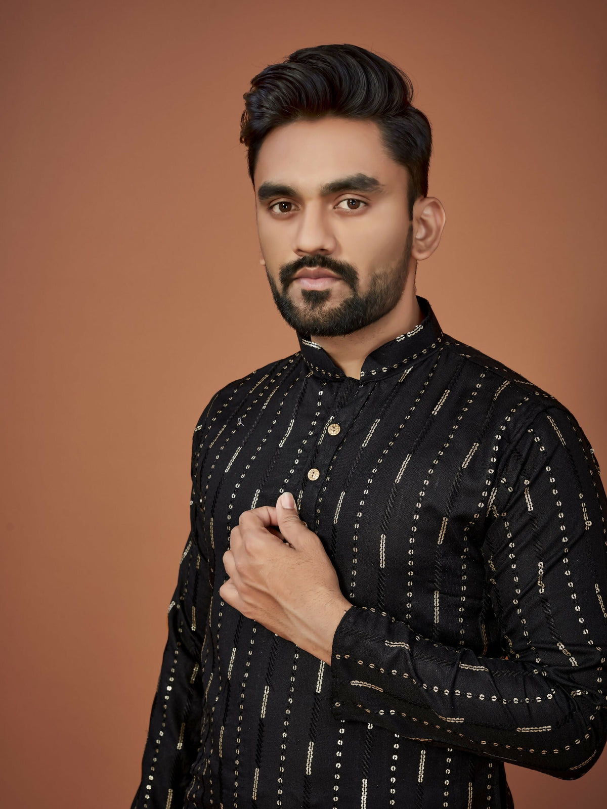 Anaita Black Embroidered Cotton Straight Kurta | Grocsy