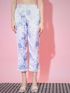 Myshka Women's Blue High Neck Top With Trousers | Grocsy