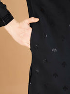 Vastranavya Black Exclusive Festival Wear Viscose Silk Thread with Sequence Embroidered Work Kurta with Dupatta | Grocsy