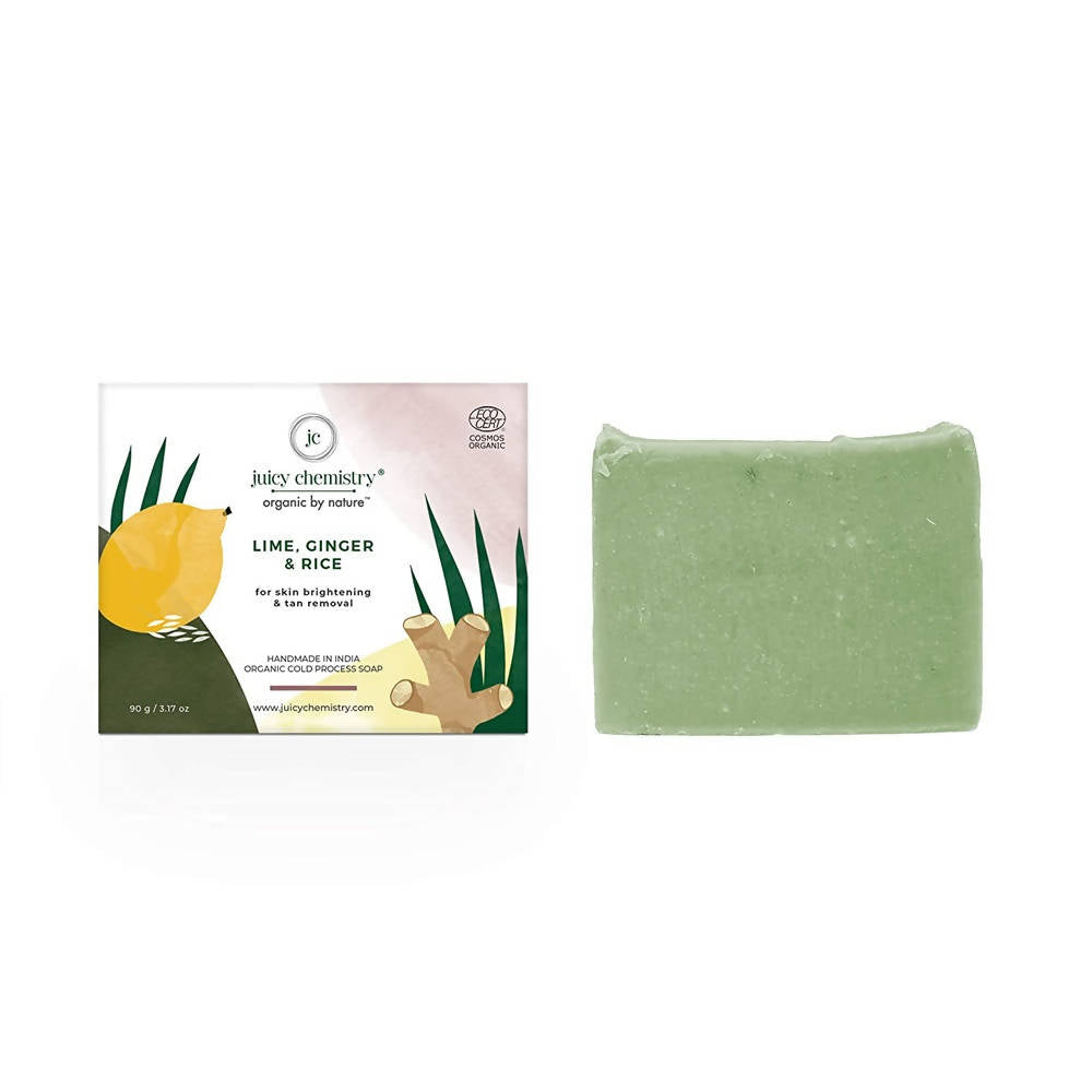 Juicy Chemistry Lime, Ginger & Rice Soap For Skin Brightening & Tan Removal | Grocsy