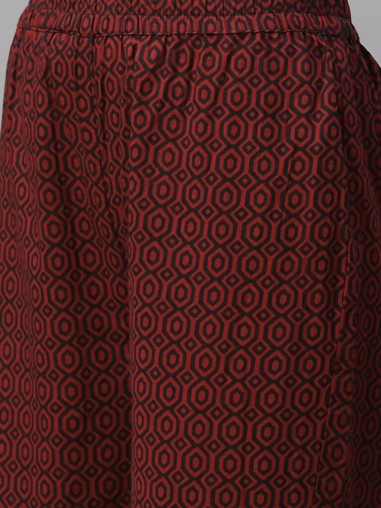 Miravan Women's Cotton Floral Print Straight Kurta Sharara And Dupatta Set | Grocsy