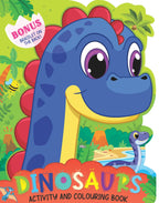 Dreamland Dinosaur Activity and Colouring Book - Die Cut Animal Shaped Book : Children Interactive & Activity Book | Grocsy
