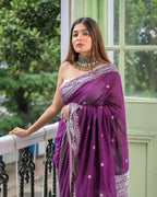 Exclusive Collection Purple Most Trending Beautiful Pure Cotton Handloom Saree | Grocsy