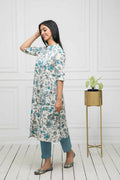 Myshka Women Multi Floral Cotton A-Line Mandarin Collar Kurtas | Grocsy