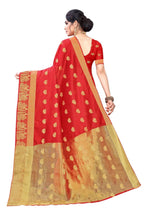 Vamika Banarasi Jacquard Weaving Red Saree | Grocsy