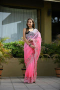 Vamsee Sanyogita Sanyogita - Pink Organza Saree | Grocsy