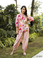 Casual Fashionable Multi Muslin Cotton co-ord set - Manya | Grocsy