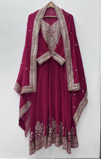 Teeya Creation Rani Color Faux Georgette Embroidery Work Long Party Wear Gown | Grocsy