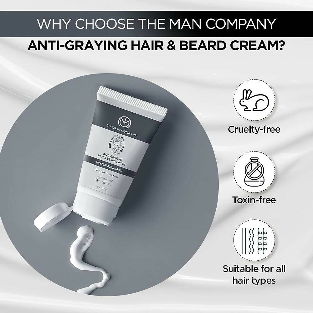 The Man Company Anti-Graying Hair & Beard Cream for Men | Grocsy