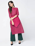 Aniyah Cotton Block Printed Latest Pink Straight Kurta (AN-135K) | Grocsy